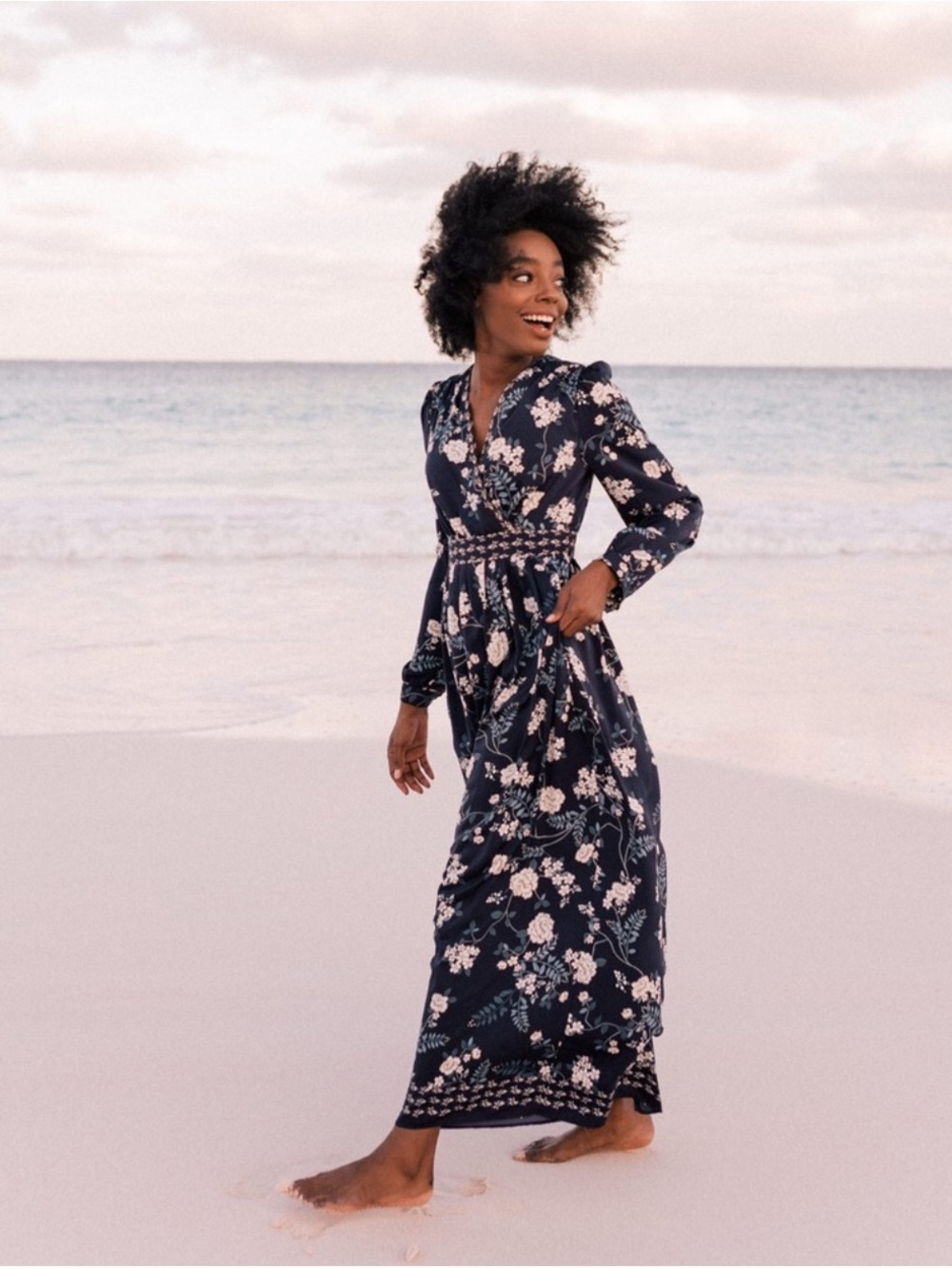 Gal Meets Glam Jade Floral Long Sleeve Maxi Dress - Size 2